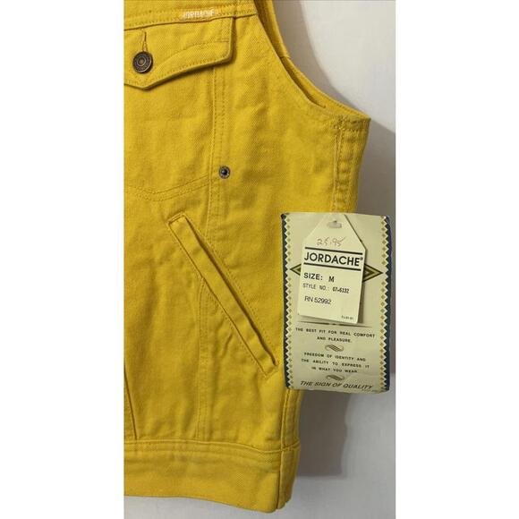 Vintage Original Jordache Yellow Medium Button-Up Logo Denim Vest NEW! M1188 - Picture 4 of 8